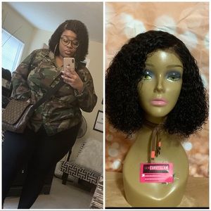 lace closure wig using kinky curl brazilian hair